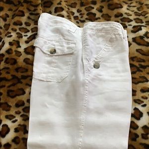 White wide leg linen pants